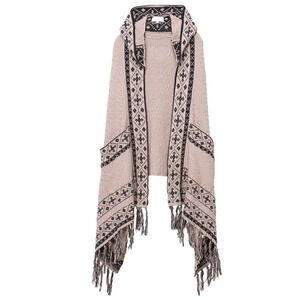 Kendall + Kylie Knit Hooded Poncho Size One Cotton Blend, Bohemian, Gypsy, Boho